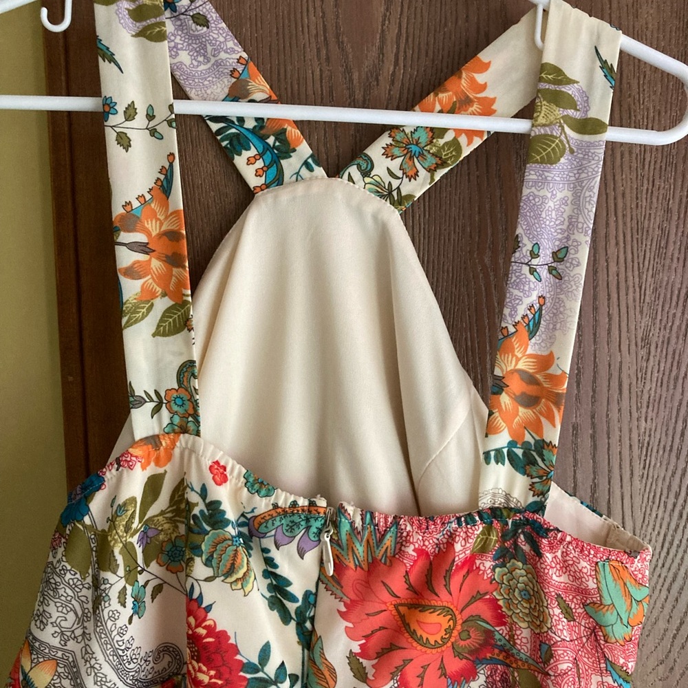 Lulu's Cream Floral Maxi Dress with Red, Orange & Green Accents - Picture 6 of 9